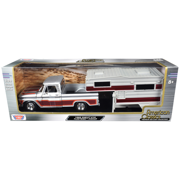 Motormax 1966 Chevy C10 Pickup Silver/Brown 1:24 Diecast