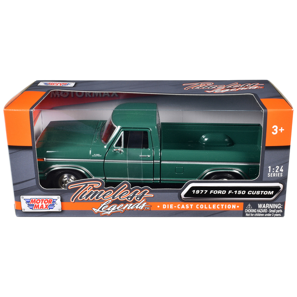 Motormax 1977 Ford F-150 Custom Pickup Truck, 1:24 Scale - Green