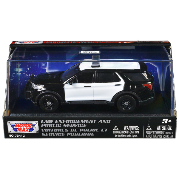 Motormax 2022 Ford Police Interceptor Utility Diecast - Black/White Unmarked, 1:43