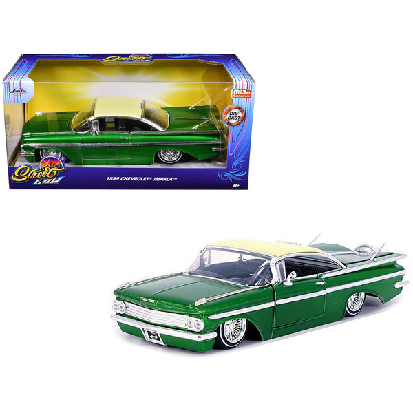 Jada '59 Chevy Impala Lowrider - Green/Cream, Wire Wheels, 1/24 Diecast