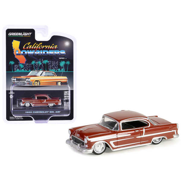 Greenlight 1955 Chevy Bel Air Lowrider - Red Metallic/Silver, 1/64