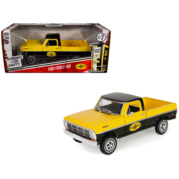 Greenlight 1969 Ford F-100 Pennzoil Pickup - Yellow/Black, 1/24