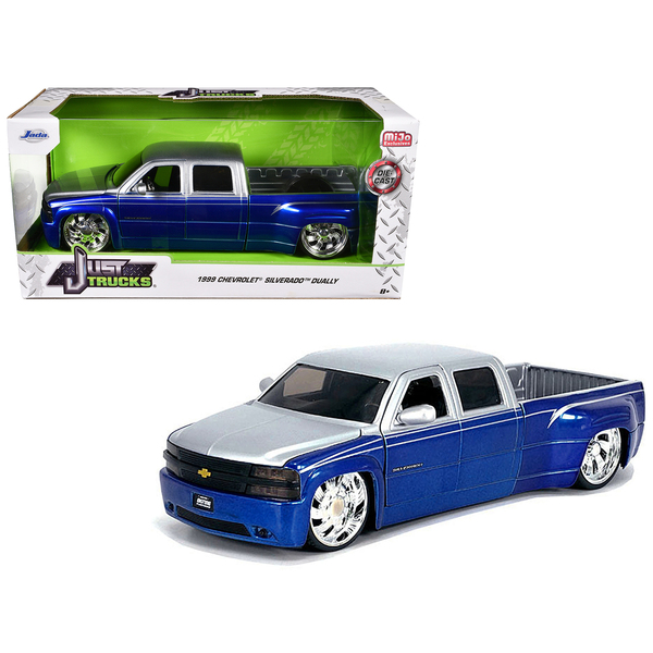 Jada '99 Silverado Dually KMC Wheels Blue/Silver 1/24 Scale