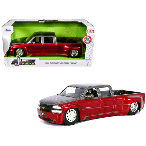 Jada '99 Silverado Dually Red/Gray 1/24 Scale Diecast