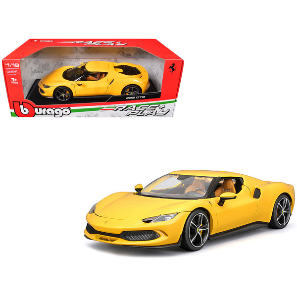 Bburago Ferrari 296 GTB Yellow 1:18 Scale Race + Play Model