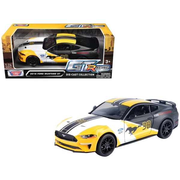 Motormax 2018 Ford Mustang GT #38 White/Matte Black 1/24 Diecast Model
