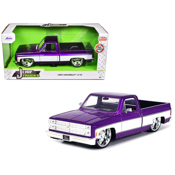 Jada 1985 Chevy C-10 Pickup - Purple & White Lorenzo Wheels