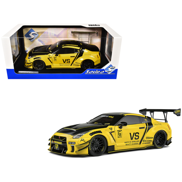 Solido Nissan Skyline GT-R (R35) Liberty Walk Yellow/Black RHD 1/18