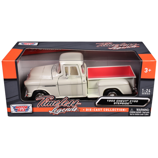 Motormax 1955 Chevy 3100 Stepside Pickup - Cream 1/24 Scale
