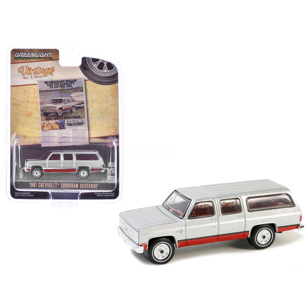 Greenlight 1981 Chevy Suburban: Classic Silver & Red