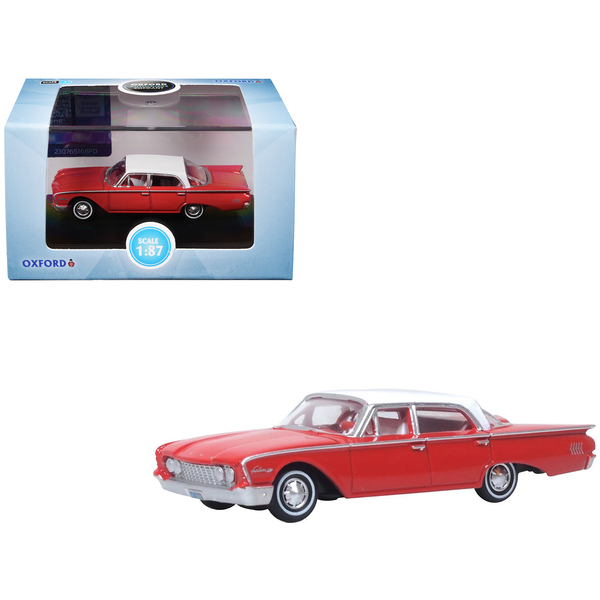 Oxford Diecast 1960 Ford Fairlane 500 Sedan - Red/White 1/87