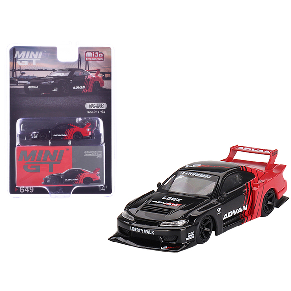 Mini GT Nissan S15 SILVIA: Advan Livery 1/64 Diecast Red/Black