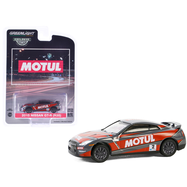 Greenlight 2015 Nissan GT-R (R35) MOTUL Gray/Red Car