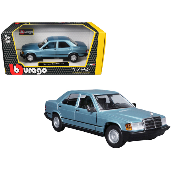 Bburago Mercedes-Benz 190 E 2.6 Model Car Blue Metallic 1/24