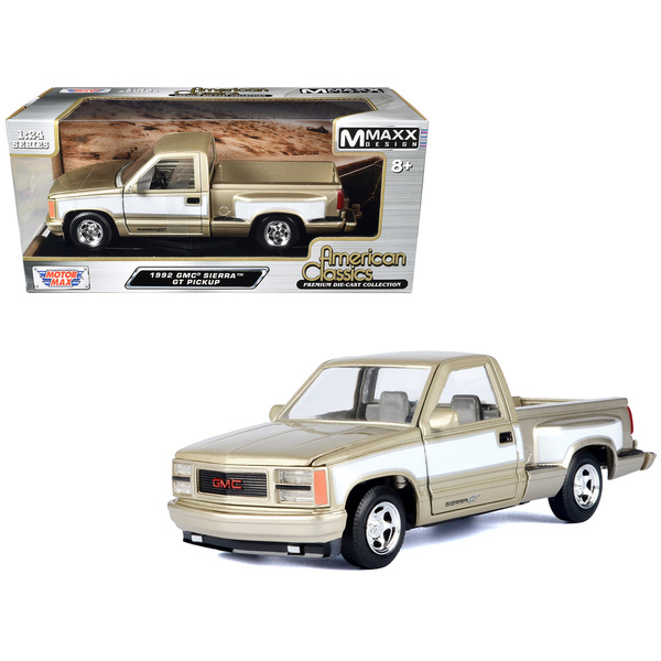 Motormax 1:24 1992 GMC Sierra GT Pickup - Gold Metallic/White