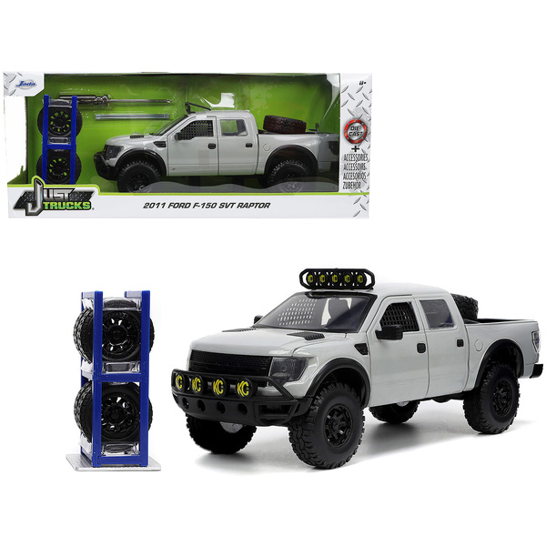 Jada 2011 Ford F-150 Raptor Light Gray 1/24 w/ Extra Wheels