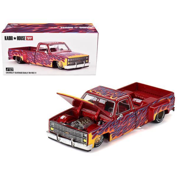 Mini GT Kaido House Chevy Silverado Dually 'On Fire'