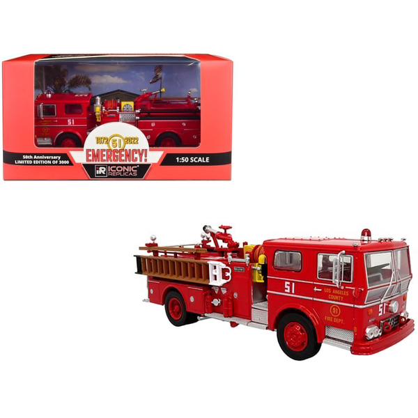 Iconic Replicas 1973 Ward LaFrance Fire Engine - LA County FD 1/50