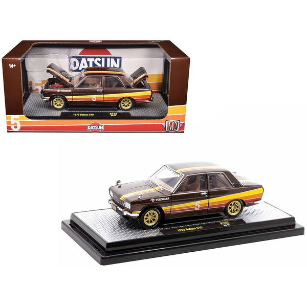 M2 Machines 1970 Datsun 510: Brown Stripes, 1/24 Scale