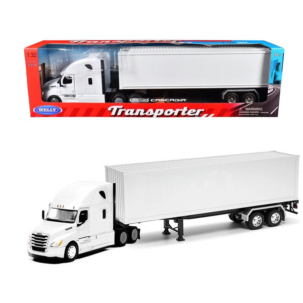 Welly Freightliner Cascadia Truck White Container 1/32