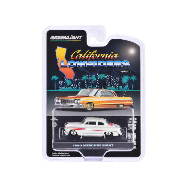 Greenlight 1/64 Mercury Eight Coupe - Matt White/Orange Stripes