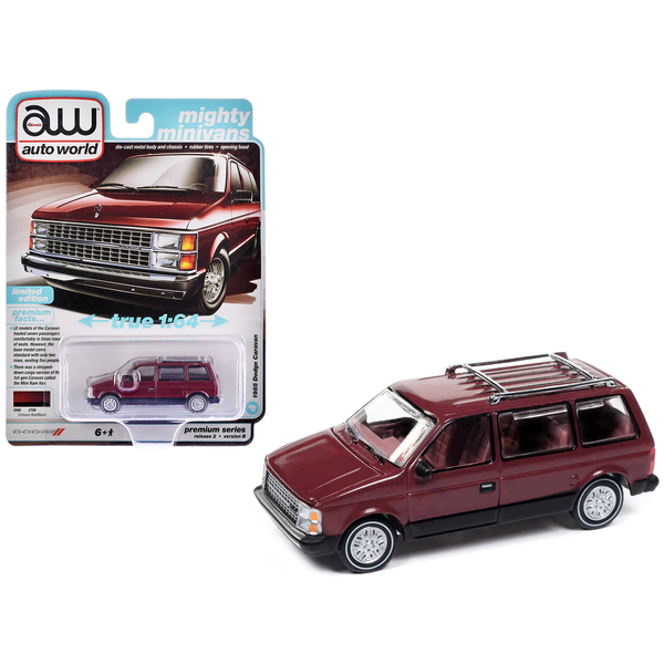 Auto World 1985 Dodge Caravan - Crimson Red & Black Diecast Van