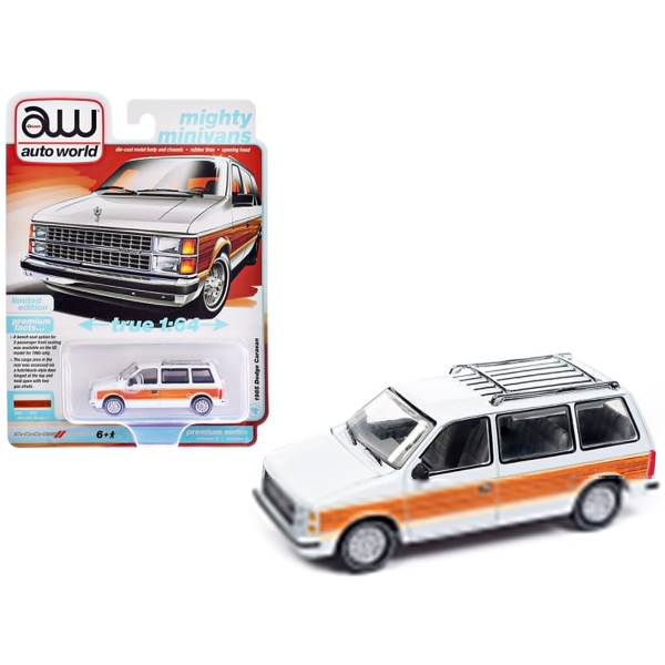 Auto World 1985 Dodge Caravan - White Woodgrain Diecast Van
