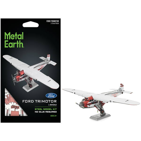 Metal Earth Ford Trimotor "Tin Goose" - White & Red Steel