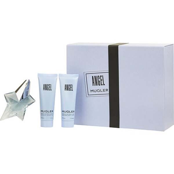 Angel Eau de Parfum Gift Set - Refillable 0.8 Oz Spray, 1.7 Oz Body Lotion & Shower Gel