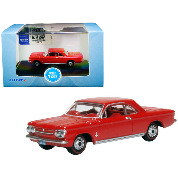 Oxford Diecast 1963 Chevy Corvair Coupe 1/87 HO Riverside Red