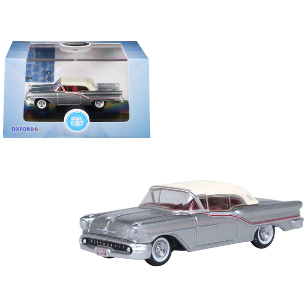Oxford Diecast 1957 Oldsmobile 88 Convertible - Juneau Gray/White Top