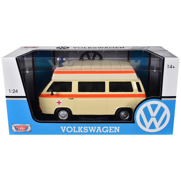 Motormax 1/24 VW T3 High Roof Ambulance - Cream/Orange