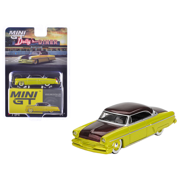Mini GT 1954 Lincoln Capri Hot Rod Lime Yellow 1/64