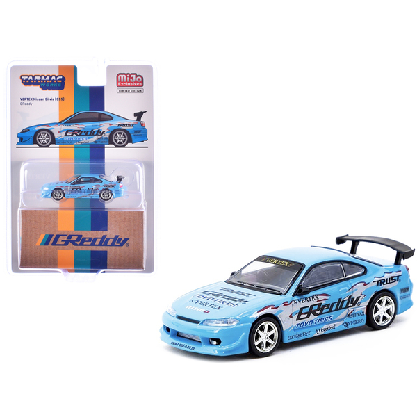 Tarmac Works Light Blue GReddy Silvia S15 1/64 Scale Model