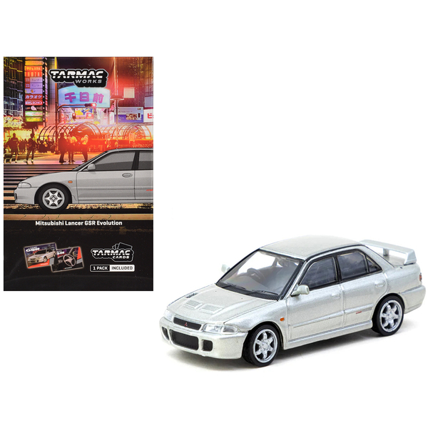 Tarmac Works Silver Mitsubishi Lancer Evo GSR 1/64 Scale