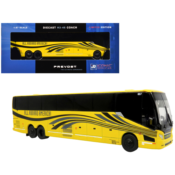 Iconic Replicas 1/87 Prevost H3-45 Coach Bus - Yellow