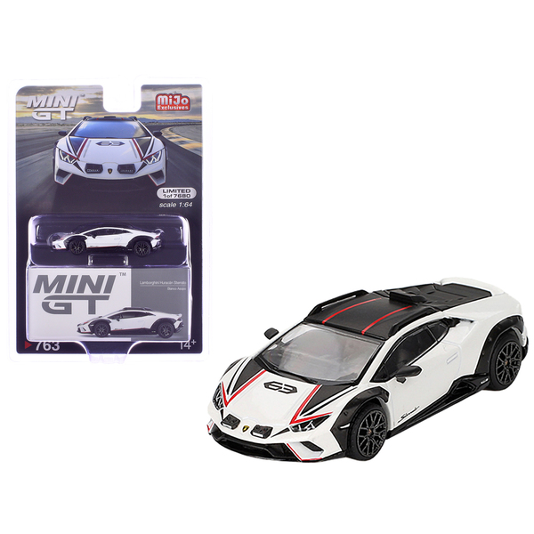 Mini GT Lamborghini Huracan Sterrato: White/Red Stripes 1/64