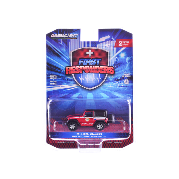 Greenlight 1/64 Jeep Wrangler Rescue - Volusia County Lifeguard EMT