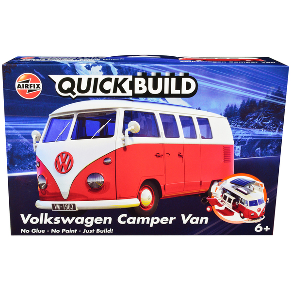 Airfix Quickbuild VW Camper Van Red 7.8" - Retro Fun!