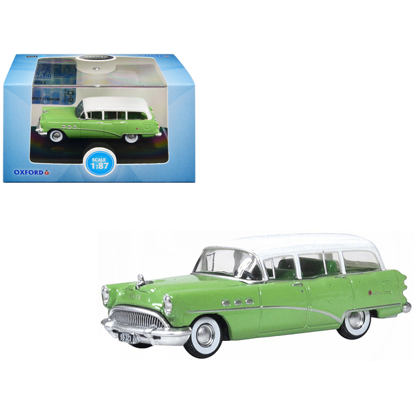 Oxford Diecast 1954 Buick Century Wagon Willow Green/White 1/87 HO