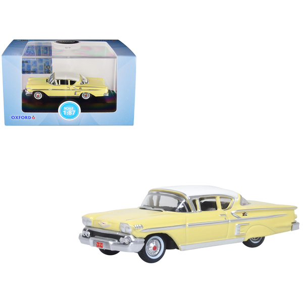 Oxford Diecast 1958 Chevy Impala Sport Colonial Cream/White 1/87 HO