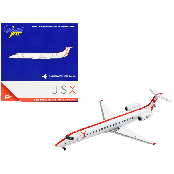 GeminiJets JetSuiteX ERJ-145 White/Red 1/400 Scale Model