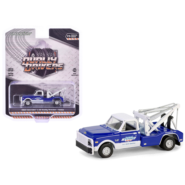 Greenlight 1969 Chevy C30 Dually Wrecker: Yenko Blue/White 1/64