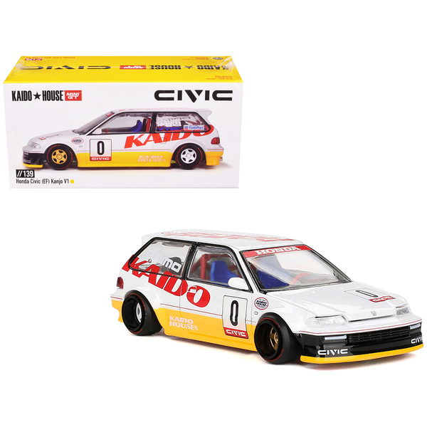 Mini GT Kaido House Honda Civic EF Kanjo V1 Silver/Yellow 1/64