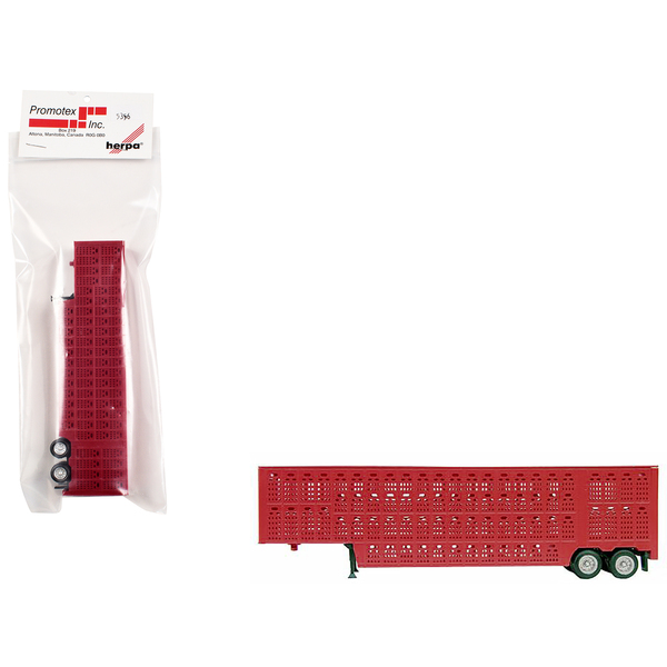 Promotex 6.6" Livestock Trailer - Red HO Scale Model