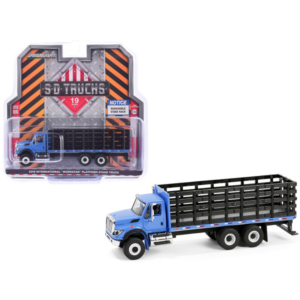 Greenlight 2018 International WorkStar Stake Truck 1/64 Blue
