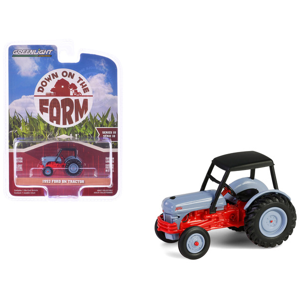 Greenlight 1952 Ford 8N Tractor - Red/Gray w/ Canopy 1/64 Scale