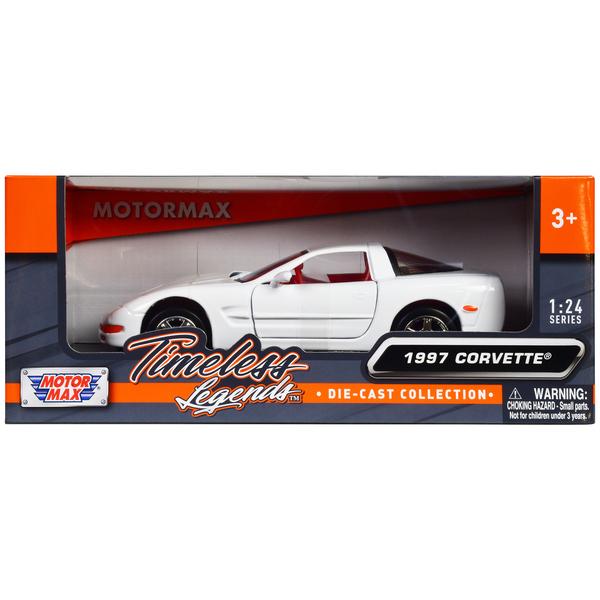 Motormax 1997 Corvette C5 1/24 White Red Int Diecast Car