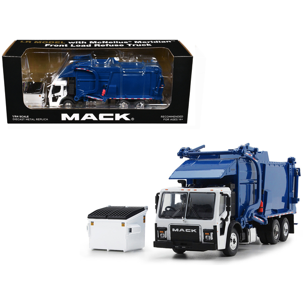 First Gear Mack LR Refuse Truck - White/Blue - 1/64 Scale