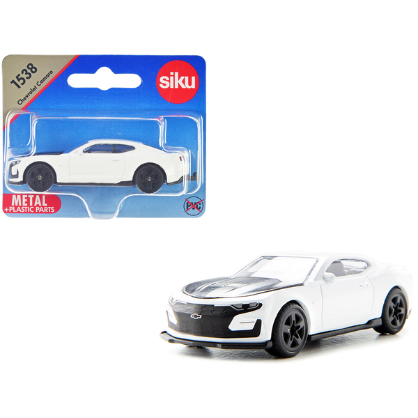 Siku Chevrolet Camaro Diecast Car - White/Black Hood, 3 inches
